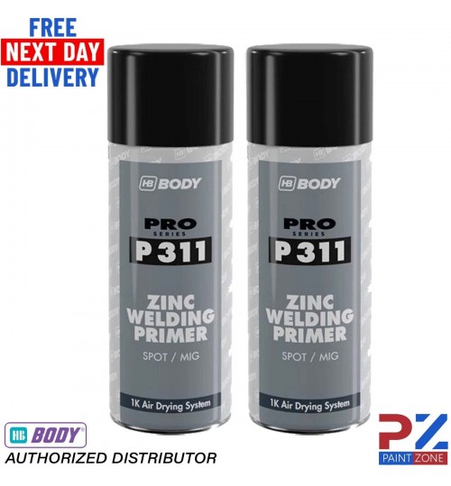 2 X HB BODY P311 ZINC WELD THROUGH PRIMER AEROSOL 400ML - BLACK